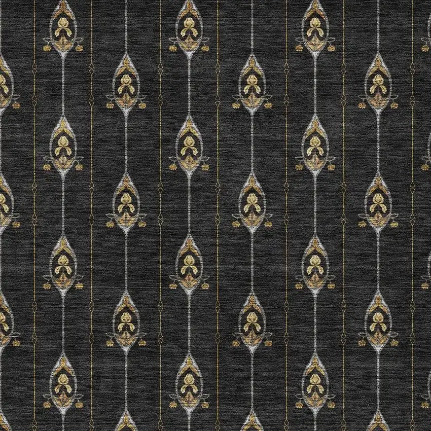 Black And Denim Blue Geometric Washable Indoor Outdoor Area Rug Photo 5
