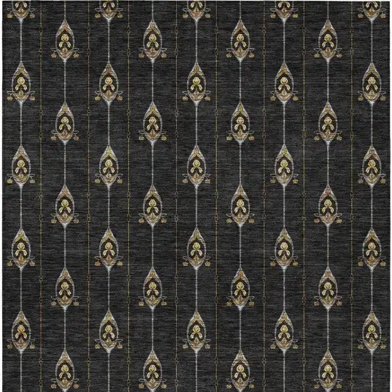 Black And Denim Blue Geometric Washable Indoor Outdoor Area Rug Photo 5