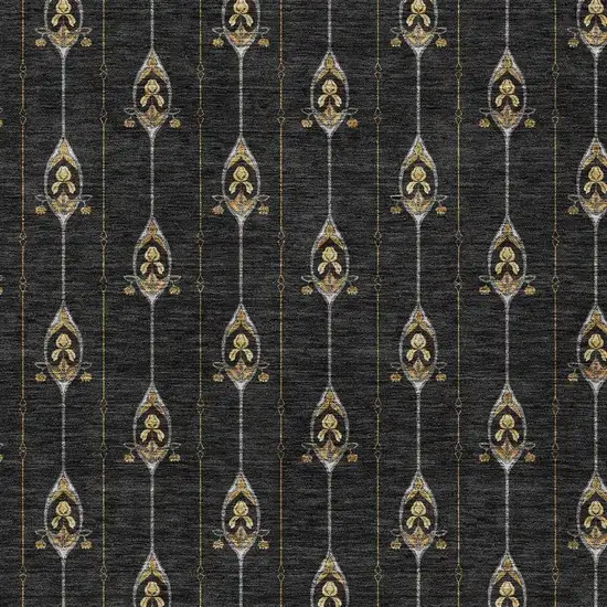 Black And Denim Blue Geometric Washable Indoor Outdoor Area Rug Photo 4