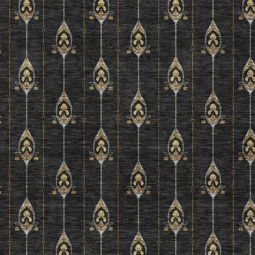 Black And Denim Blue Geometric Washable Indoor Outdoor Area Rug Photo 4