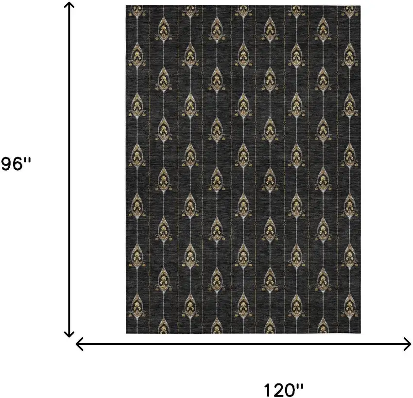 Black And Denim Blue Geometric Washable Indoor Outdoor Area Rug Photo 8