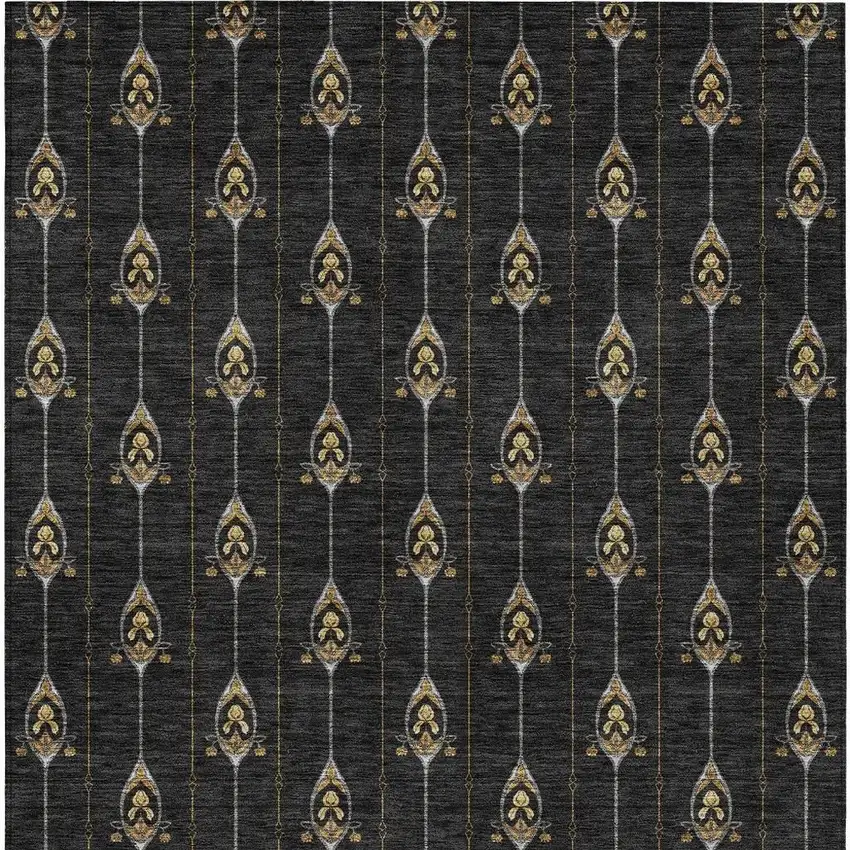 Black And Denim Blue Geometric Washable Indoor Outdoor Area Rug Photo 5
