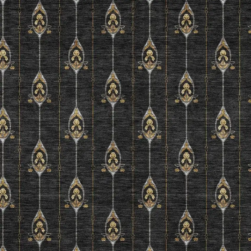 Black And Denim Blue Geometric Washable Indoor Outdoor Area Rug Photo 4