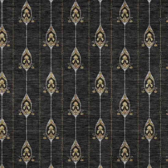 Black And Denim Blue Geometric Washable Indoor Outdoor Area Rug Photo 4