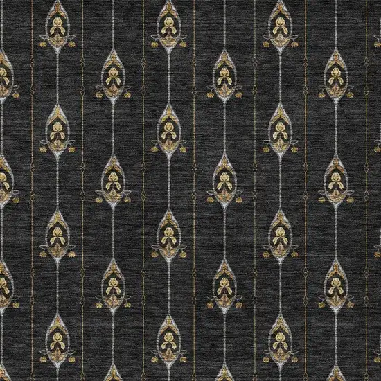Black And Denim Blue Geometric Washable Indoor Outdoor Area Rug Photo 4