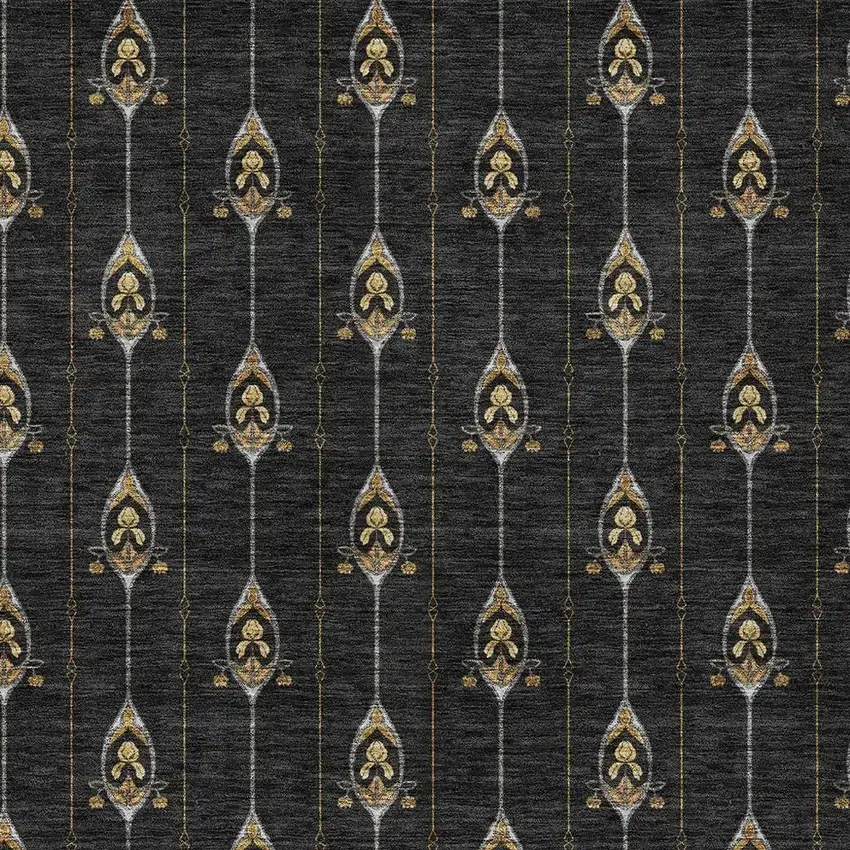 Black And Denim Blue Geometric Washable Indoor Outdoor Area Rug Photo 4