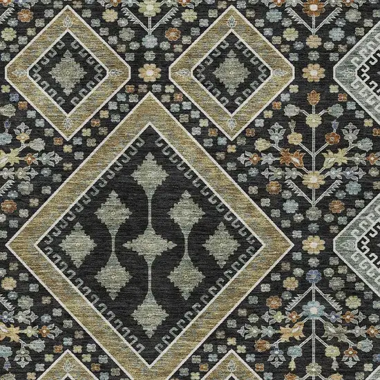 Black And Fern Green Medallion Washable Indoor Outdoor Area Rug Photo 2
