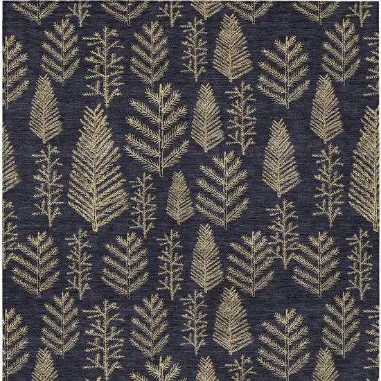Black And Gold Trees Washable Indoor Outdoor Area Rug Photo 7