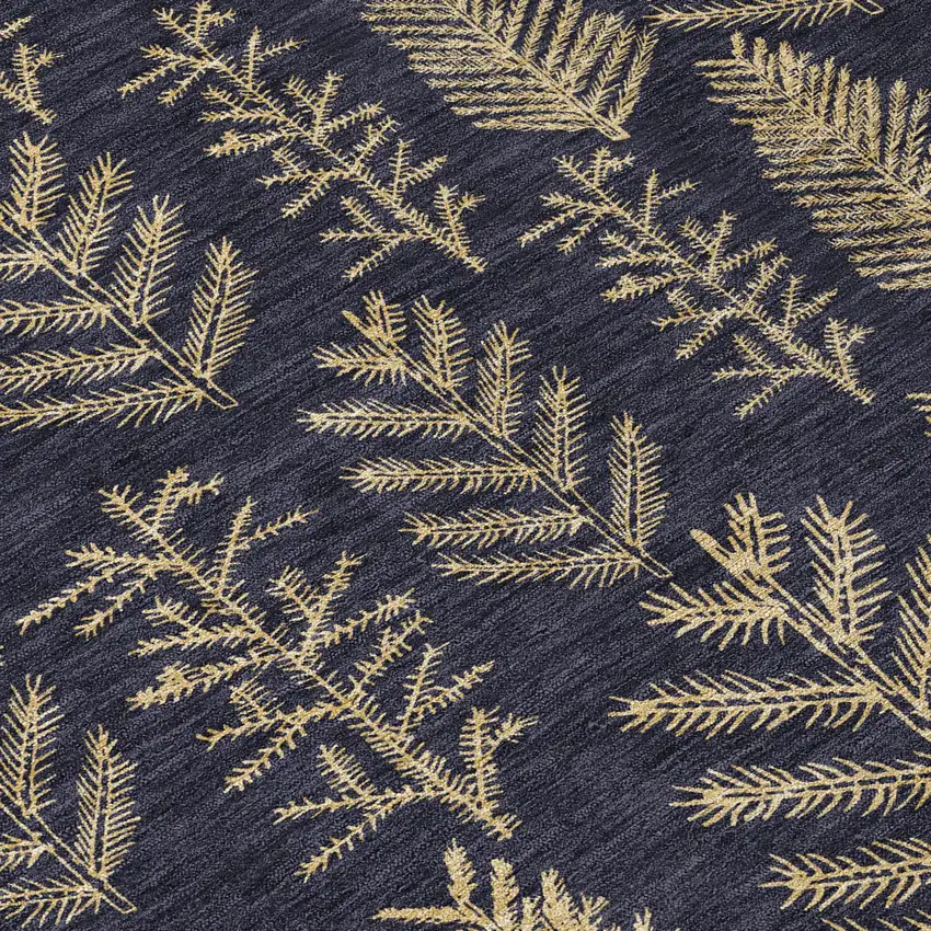 Black And Gold Trees Washable Indoor Outdoor Area Rug Photo 6