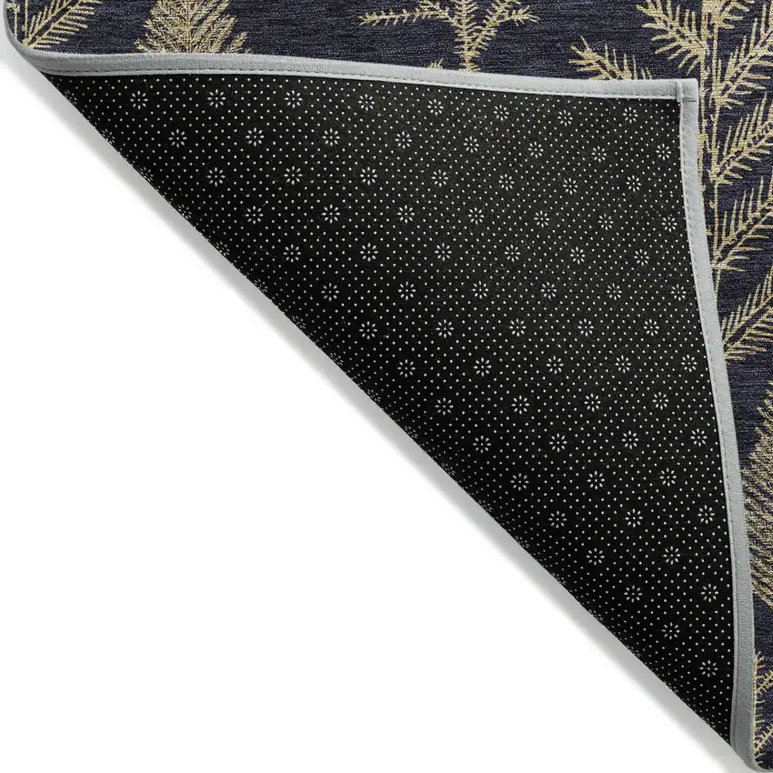 Black And Gold Trees Washable Indoor Outdoor Area Rug Photo 8