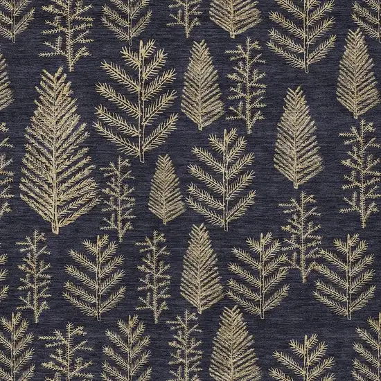 Black And Gold Botanical Leaves Washable Indoor Outdoor Area Rug Photo 4