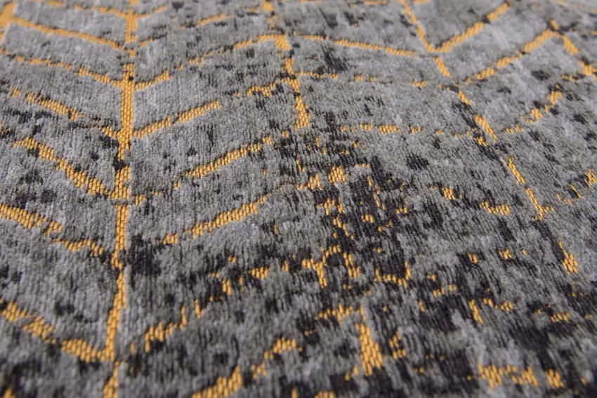 Black And Gold Chevron Washable Area Rug Photo 9