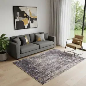 Photo of Black And Gold Chevron Washable Area Rug