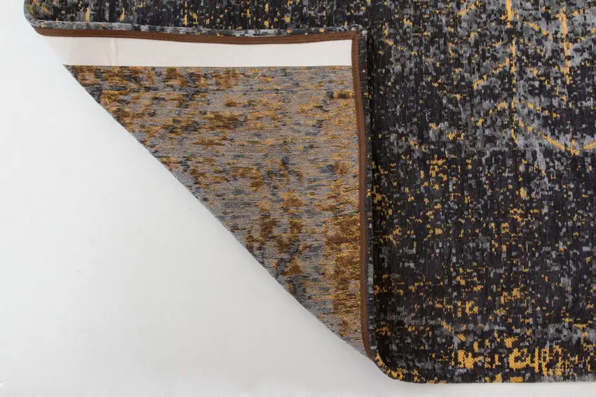 Black And Gold Chevron Washable Area Rug Photo 6