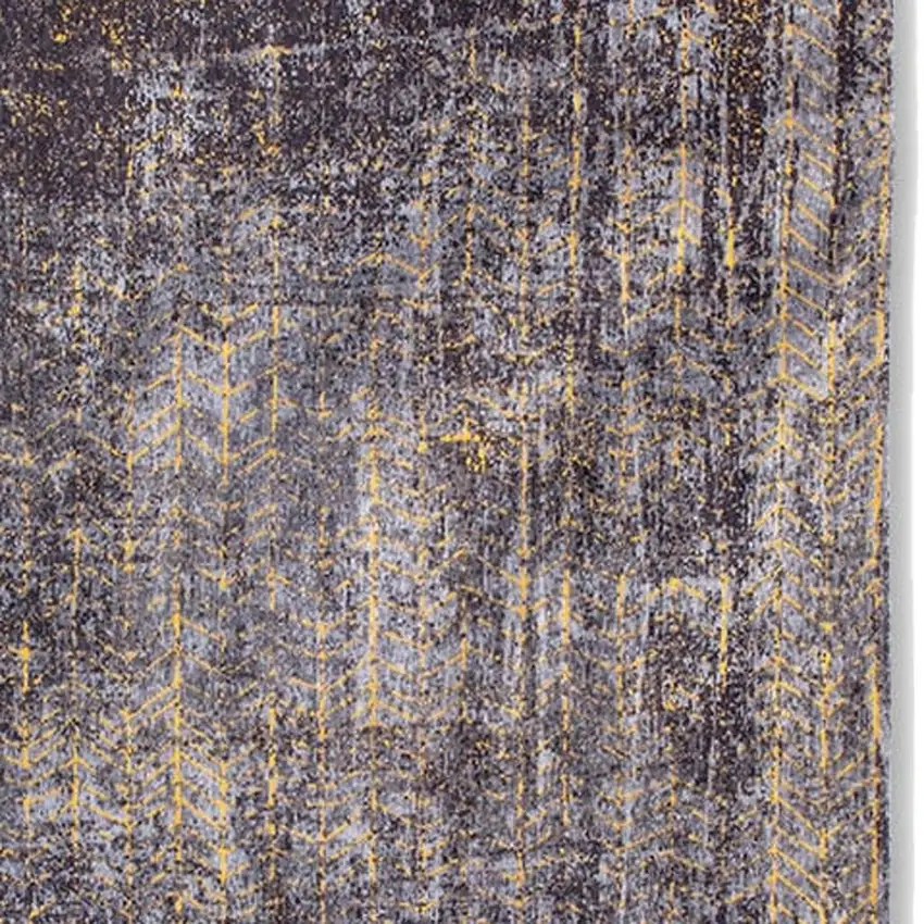 Black And Gold Chevron Washable Area Rug Photo 3