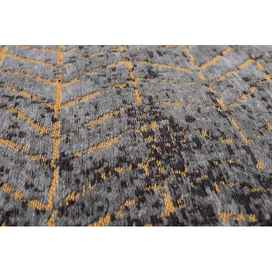 Black And Gold Chevron Washable Area Rug Photo 9