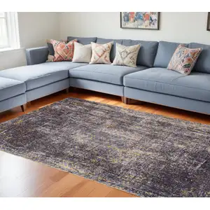 Photo of Black And Gold Chevron Washable Area Rug