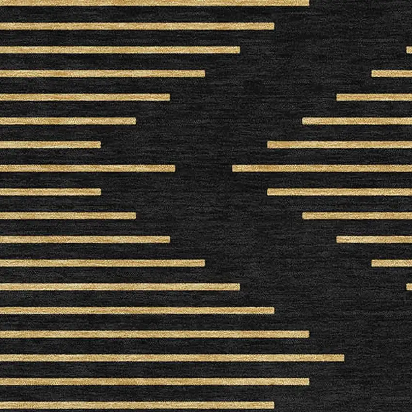 Black And Gold Geometric Washable Area Rug With UV Protection Photo 2