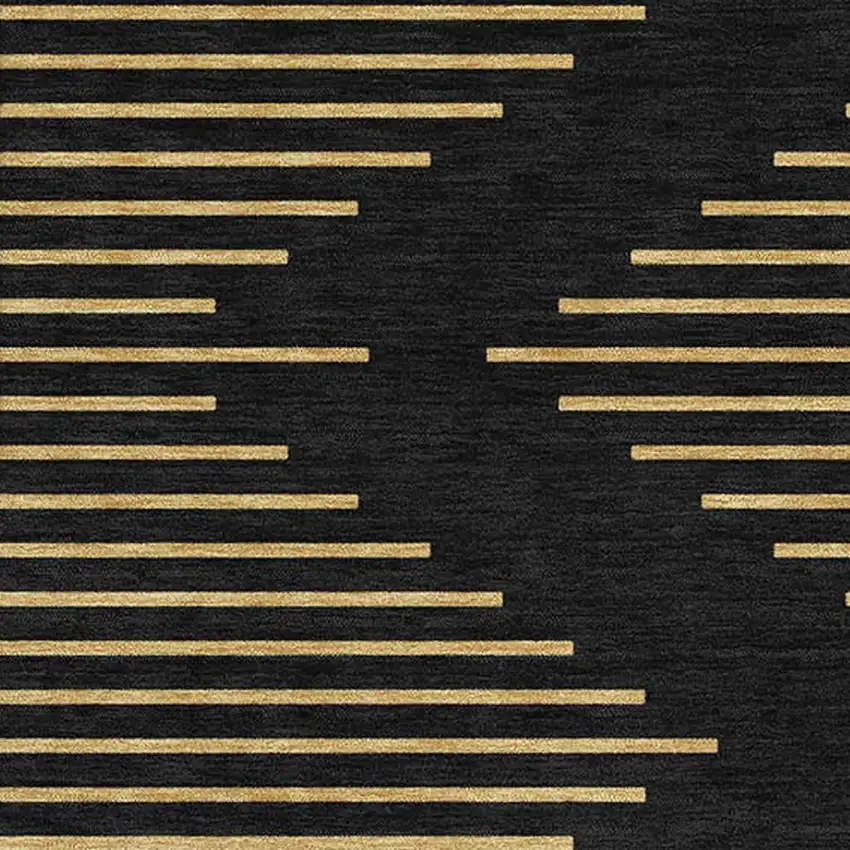 Black And Gold Geometric Washable Area Rug With UV Protection Photo 2