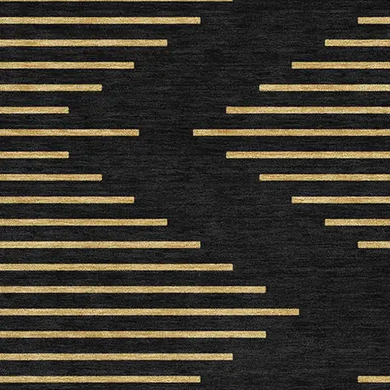 Black And Gold Geometric Washable Area Rug With UV Protection Photo 2