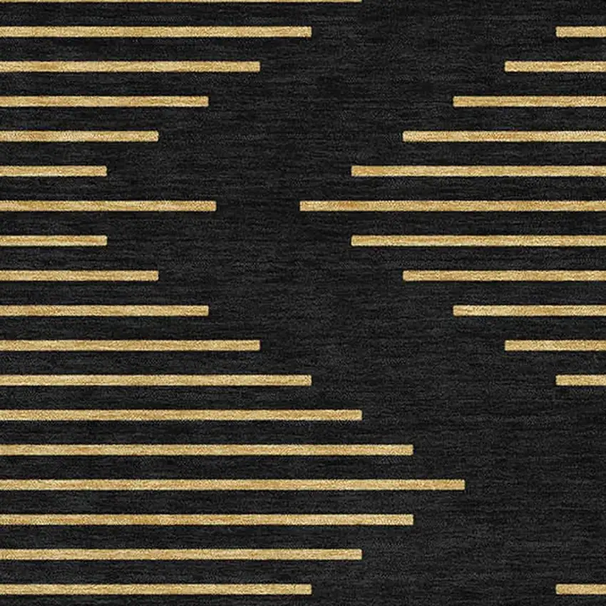 Black And Gold Geometric Washable Area Rug With UV Protection Photo 2