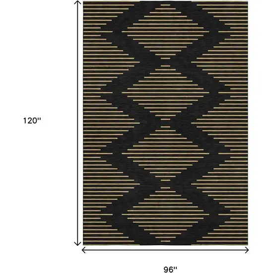 Black And Gold Geometric Washable Area Rug With UV Protection Photo 8