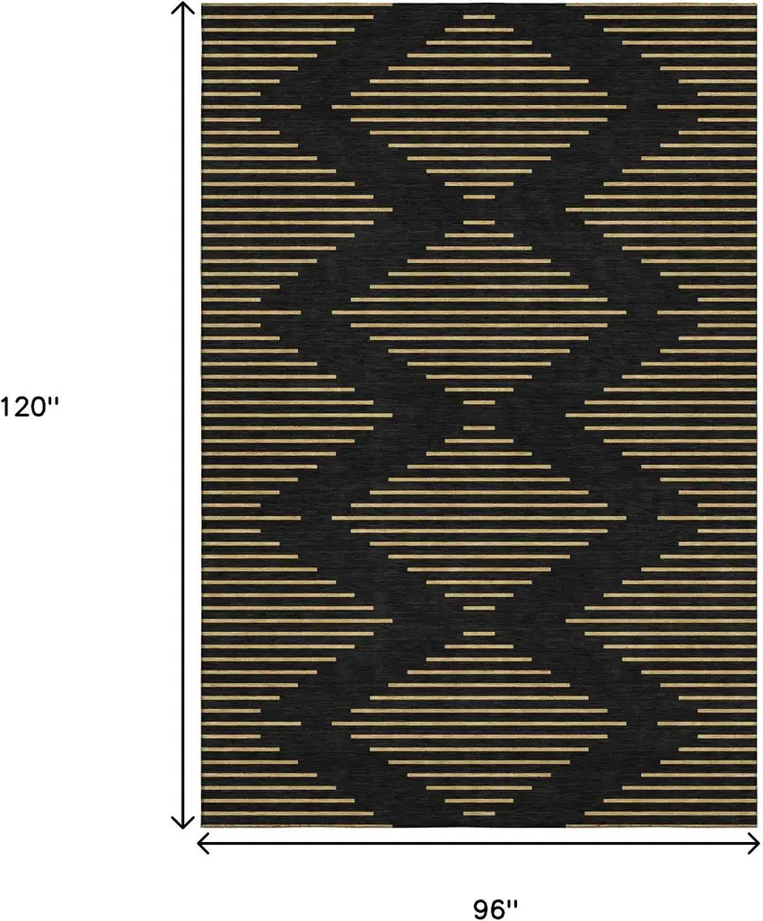 Black And Gold Geometric Washable Area Rug With UV Protection Photo 8
