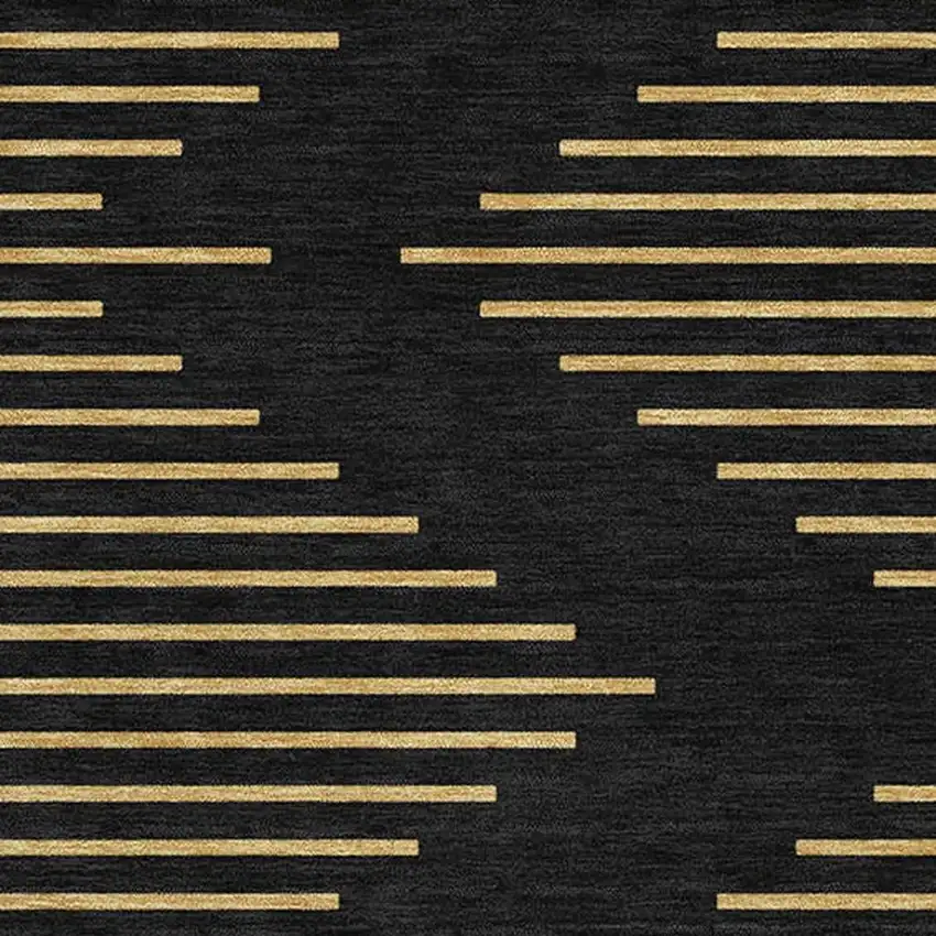 Black And Gold Geometric Washable Area Rug With UV Protection Photo 2