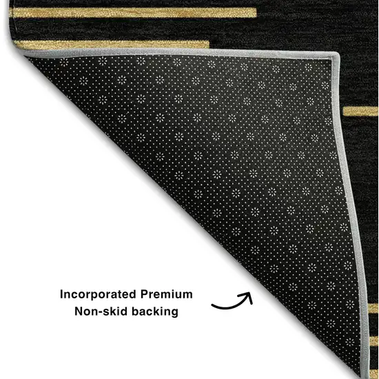 Black And Gold Geometric Washable Area Rug With UV Protection Photo 6