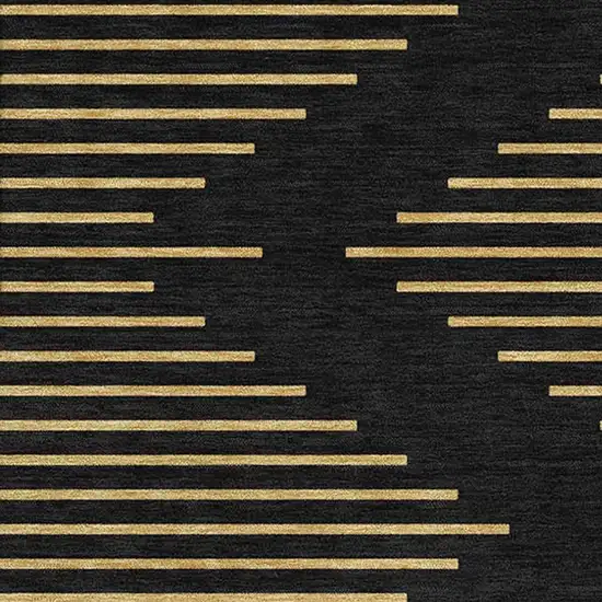 Black And Gold Geometric Washable Area Rug With UV Protection Photo 2