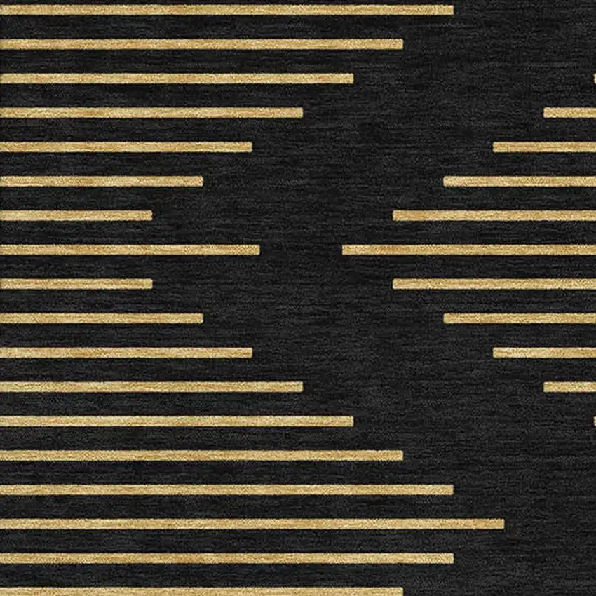 Black And Gold Geometric Washable Area Rug With UV Protection Photo 2