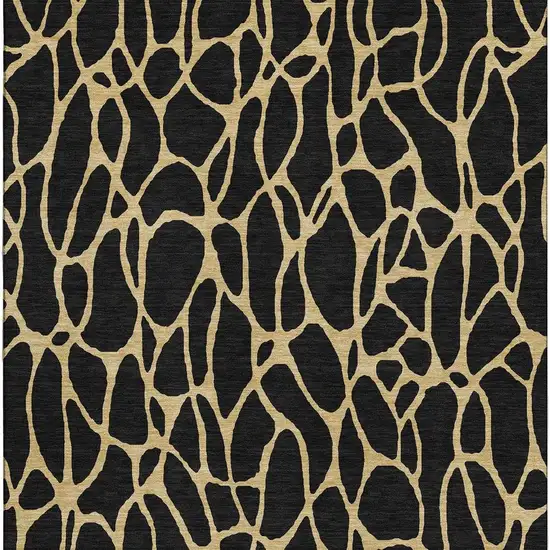 Black And Gold Geometric Washable Area Rug With UV Protection Photo 2