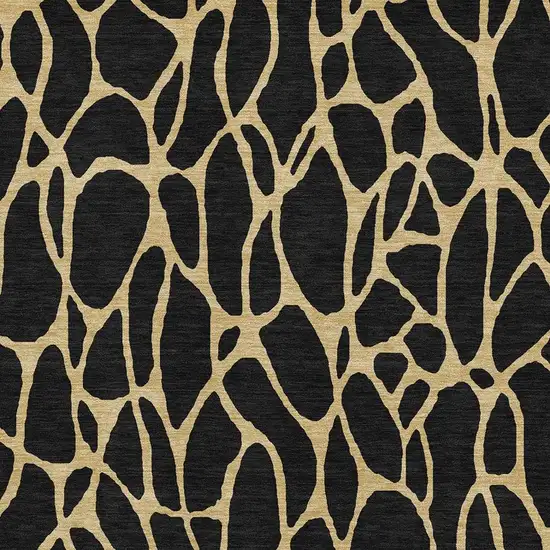 Black And Gold Geometric Washable Area Rug With UV Protection Photo 2