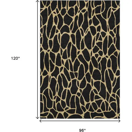 Black And Gold Geometric Washable Area Rug With UV Protection Photo 8