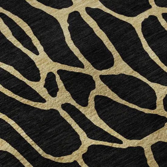 Black And Gold Geometric Washable Area Rug With UV Protection Photo 9