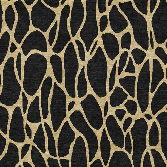 Black And Gold Geometric Washable Area Rug With UV Protection Photo 2