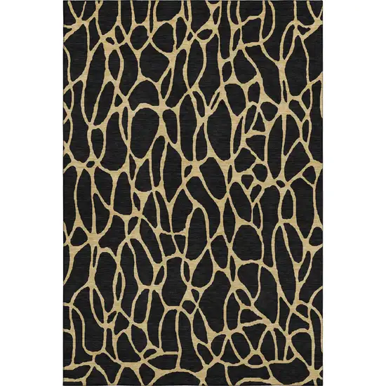 Black And Gold Geometric Washable Area Rug With UV Protection Photo 1