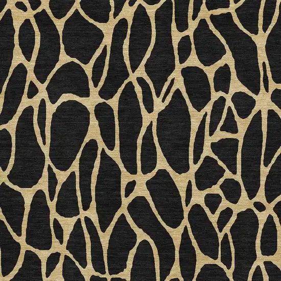 Black And Gold Geometric Washable Area Rug With UV Protection Photo 2