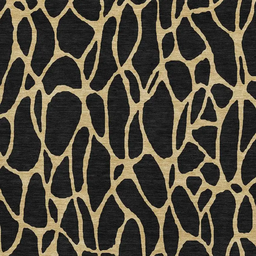 Black And Gold Geometric Washable Area Rug With UV Protection Photo 2