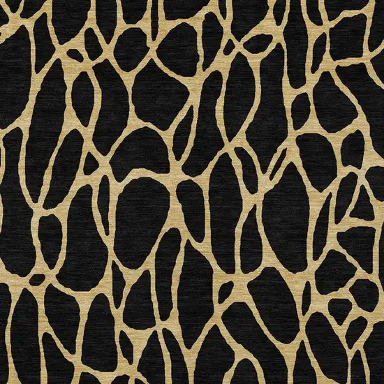 Black And Gold Geometric Washable Indoor Outdoor Area Rug Photo 6