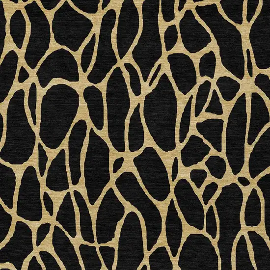Black And Gold Geometric Washable Indoor Outdoor Area Rug Photo 6