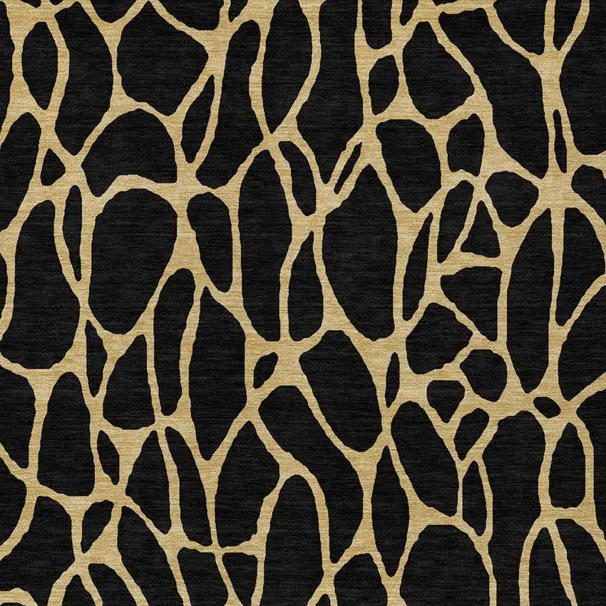 Black And Gold Geometric Washable Indoor Outdoor Area Rug Photo 6