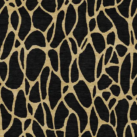 Black And Gold Geometric Washable Indoor Outdoor Area Rug Photo 4