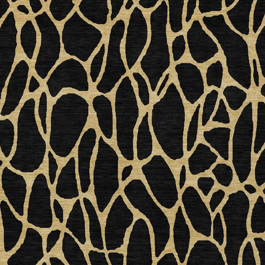 Black And Gold Geometric Washable Indoor Outdoor Area Rug Photo 4