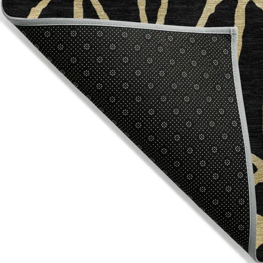 Black And Gold Geometric Washable Indoor Outdoor Area Rug Photo 2