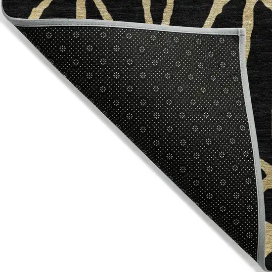 Black And Gold Geometric Washable Indoor Outdoor Area Rug Photo 4