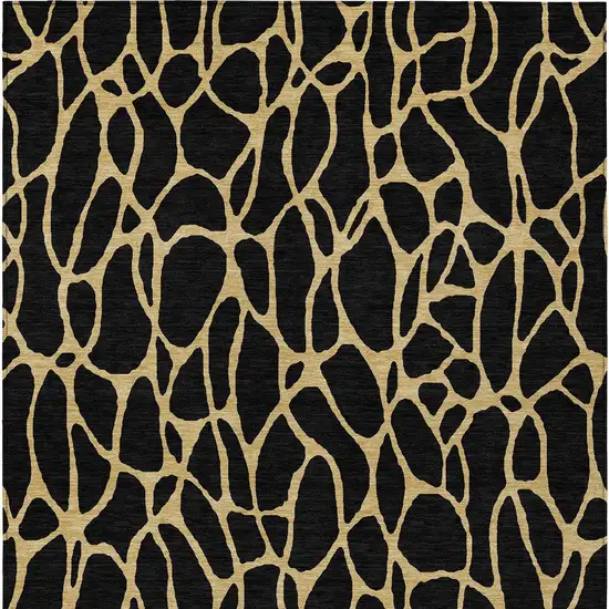 Black And Gold Geometric Washable Indoor Outdoor Area Rug Photo 6