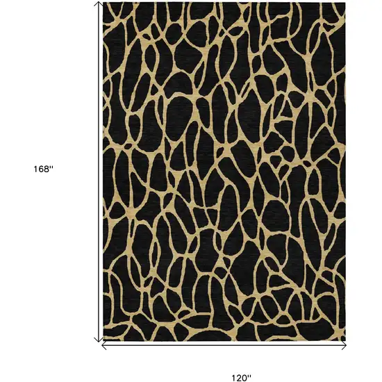 Black And Gold Geometric Washable Indoor Outdoor Area Rug Photo 3