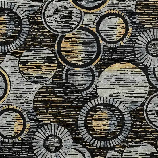 Black And Gold Geometric Washable Indoor Outdoor Area Rug Photo 5