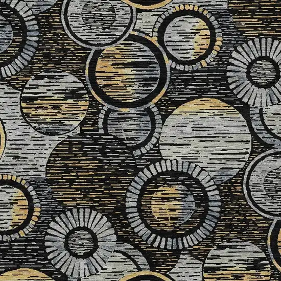 Black And Gold Geometric Washable Indoor Outdoor Area Rug Photo 5